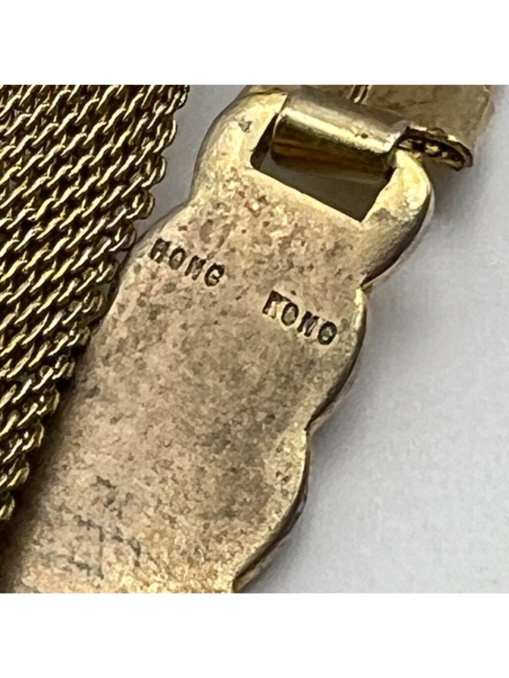 Vintage Gold Tone ID Bracelet Ring Set "Regina" Mesh Belt Buckle Adjustable - Picture 4 of 10